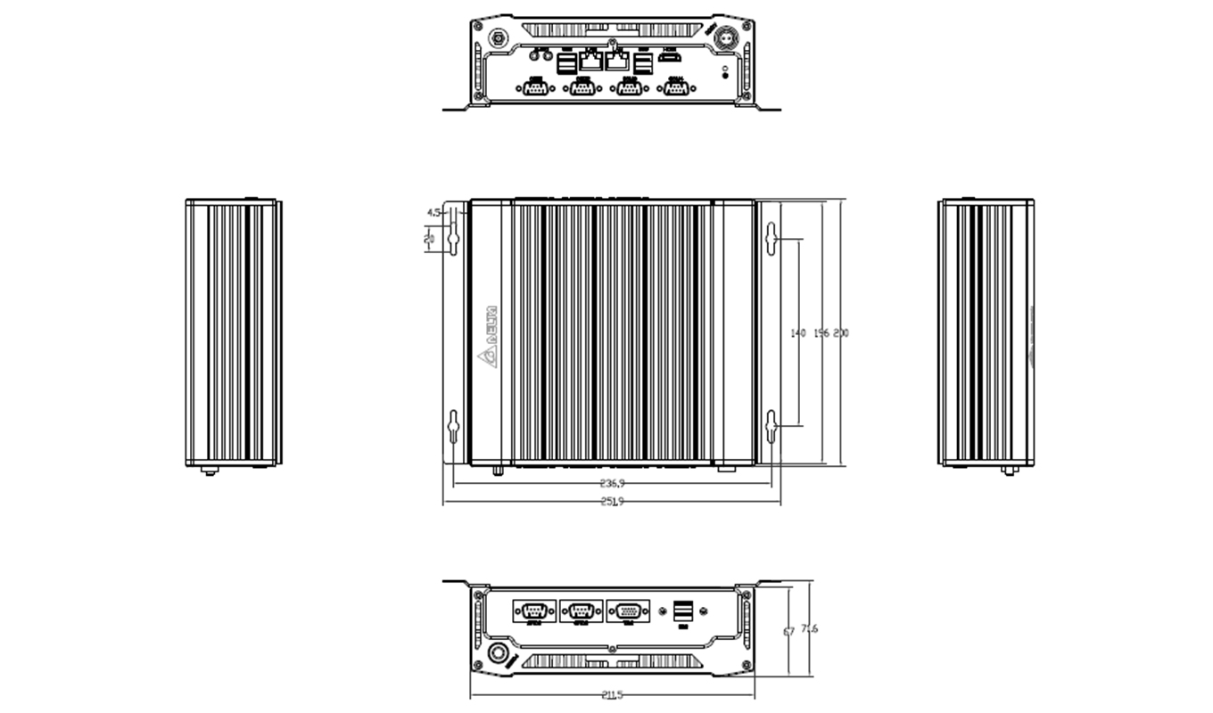 Dimension of Expandable Core I3/I5/I7 Box PC